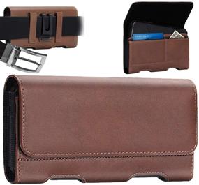 img 4 attached to 📱 Mopaclle Galaxy A51 Holster Case with Belt Clip - Leather Pouch Holster Cover Holder for Samsung Galaxy A50,A20,71,A70 (Compatible w/Otterbox Case On)