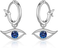 stylish small dangle drop protection earrings: evil eye huggie hoops s925 for women - hypoallergenic and cute jewelry gift for sensitive ears logo