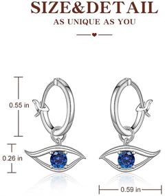 img 2 attached to Stylish Small Dangle Drop Protection Earrings: Evil Eye Huggie Hoops S925 for Women - Hypoallergenic and Cute Jewelry Gift for Sensitive Ears