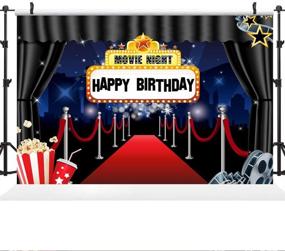 img 3 attached to 🎥 Star-Studded Hollywood Movie Night Happy Birthday Backdrop - 5×3ft Marquee Red Carpet Theme for Adults Party Decorations, Popcorn Film Stars & Celebrity Background - Perfect for Photography Studio Props and Portrait Photo Shooting