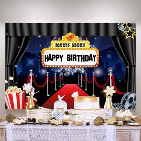 img 2 attached to 🎥 Star-Studded Hollywood Movie Night Happy Birthday Backdrop - 5×3ft Marquee Red Carpet Theme for Adults Party Decorations, Popcorn Film Stars & Celebrity Background - Perfect for Photography Studio Props and Portrait Photo Shooting