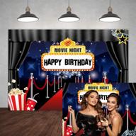 🎥 star-studded hollywood movie night happy birthday backdrop - 5×3ft marquee red carpet theme for adults party decorations, popcorn film stars & celebrity background - perfect for photography studio props and portrait photo shooting logo