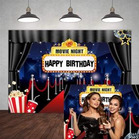 img 4 attached to 🎥 Star-Studded Hollywood Movie Night Happy Birthday Backdrop - 5×3ft Marquee Red Carpet Theme for Adults Party Decorations, Popcorn Film Stars & Celebrity Background - Perfect for Photography Studio Props and Portrait Photo Shooting