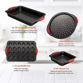 img 2 attached to 🍪 PERLLI Nonstick Bakeware Set - 10 Piece Baking Pan Cookie Sheet Set | Lightweight Kitchen Convection Oven Safe Pans | Baking Trays Bakeware Sets | Healthy PTFE PFOA Free Non-stick Coating | Up to 450°F