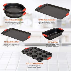 img 3 attached to 🍪 PERLLI Nonstick Bakeware Set - 10 Piece Baking Pan Cookie Sheet Set | Lightweight Kitchen Convection Oven Safe Pans | Baking Trays Bakeware Sets | Healthy PTFE PFOA Free Non-stick Coating | Up to 450°F