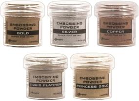 img 4 attached to 🔥 Ranger - Metallic Heat Embossing Powder Bundle: Gold, Silver, Platinum, Copper & Princess Gold (5 Items) for Stunning Cardmaking