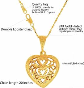 img 1 attached to 🌟 Dazzle in Elegance: LIFETIME JEWELRY 24k Gold Plated Filigree Heart Pendant on Twisted Nugget Chain Necklace
