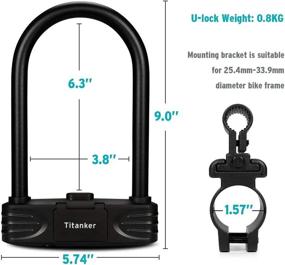 img 1 attached to 🔒 Titanker U-Lock Bicycle Lock - Heavy-Duty Combination U Shackle Bike Lock, Enhanced Anti-Theft Security, 16mm U Lock Set with Steel Cable, Mount Bracket Included