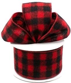 img 2 attached to 🧵 Wired Buffalo Plaid Ribbon: 2.5" Wide x 10 Yards, Red Black Flannel - Versatile Crafts and Decorations!