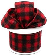 🧵 wired buffalo plaid ribbon: 2.5" wide x 10 yards, red black flannel - versatile crafts and decorations! logo