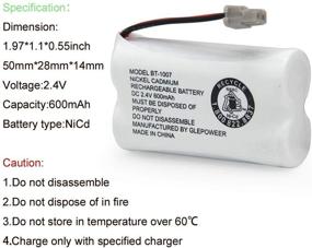 img 3 attached to 🔋 Батарея для беспроводного телефона GLEPOWEER BT1007 2.4V 500mAh - совместима с D1484, DCX150, DECT1500, BT-1015, HHR-P506, HHR-P506A Handset Telephone (2 упаковки)