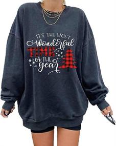 img 1 attached to Oversized Sweatshirt Wonderful Christmas Crewneck Outdoor Recreation for Climbing