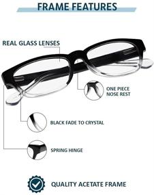 img 3 attached to Premium Real Glass Reading Glasses: Stylish Acetate Frame & +2.00 Reading Add-On