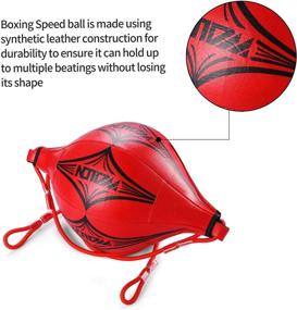 img 2 attached to 🥊 KUYOU Double End Ball 2.0: Leather Punching Ball for Boxing Speed Training and Agility - Includes Pump and Ring Locking