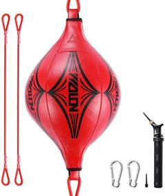 img 4 attached to 🥊 KUYOU Double End Ball 2.0: Leather Punching Ball for Boxing Speed Training and Agility - Includes Pump and Ring Locking