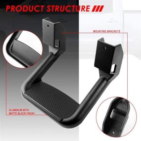 img 2 attached to Set of 2 Universal Side Steps for Pickups & Trucks - Black Coated Aluminum