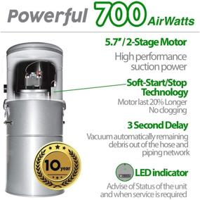 img 2 attached to 🌪️ OVO Heavy Duty Central Vacuum System: Hybrid Filtration, 35L or 9.25Gal, 700 Air Watts, Large, White & Silver