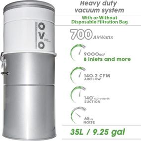 img 3 attached to 🌪️ OVO Heavy Duty Central Vacuum System: Hybrid Filtration, 35L or 9.25Gal, 700 Air Watts, Large, White & Silver