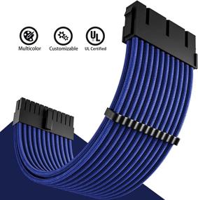img 1 attached to 🔵 COOCAT Custom Mod Sleeved Cable, Blue PC Cable Extension Kit, 18AWG 24Pin ATX / 8 (4+4) Pin EPS / 8 (6+2) Pin PCI-E PSU Power Supply Cable with Combs, 30CM