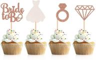 💍 donoter glitter bride to be cupcake toppers - 48 pcs diamond ring wedding dress cupcake picks for wedding, engagement, and bridal shower party decorations logo