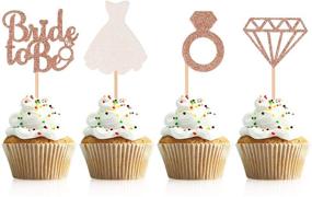 img 4 attached to 💍 Donoter Glitter Bride to be Cupcake Toppers - 48 Pcs Diamond Ring Wedding Dress Cupcake Picks for Wedding, Engagement, and Bridal Shower Party Decorations