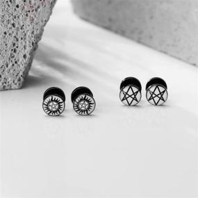 img 2 attached to 🌟 Supernatural Pentacle Stud Earrings - Winchester Star Pentagram Jewelry for Fans of the Supernatural TV Show - Unique Gift