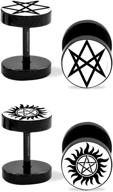 🌟 supernatural pentacle stud earrings - winchester star pentagram jewelry for fans of the supernatural tv show - unique gift logo