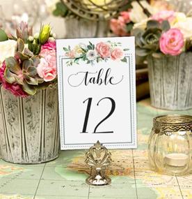 img 1 attached to 🌸 Darling Souvenir Calligraphy 1-40 Floral Table Numbers – Ideal Wedding Reception Décor Table Cards (4x6 Inches)