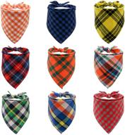 🐾 findmag reversible triangle dog bandana- plaid painting bibs scarf: washable, adjustable kerchief set for dogs, cats, and pets логотип