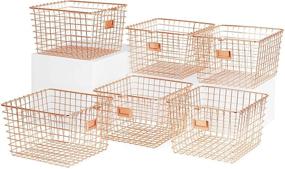 img 4 attached to 📦 Medium Copper Spectrum Diversified Wire Storage Basket - Pack of 6