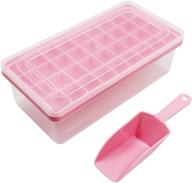 🧊 witice ice cube tray: 36 nugget silicone ice tray set with lid, bin, container, scoop, and cover - pink ice bucket for freezer logo