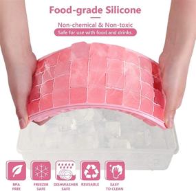 img 2 attached to 🧊 witice Ice Cube Tray: 36 Nugget Silicone Ice Tray Set with Lid, Bin, Container, Scoop, and Cover - Pink Ice Bucket for Freezer