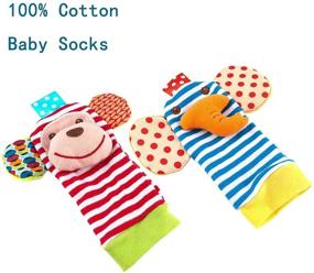 img 3 attached to 🧦 Tinabless Baby Socks Toys - Monkey and Elephant Design, Organic Cotton Socks for Infant and Toddler - Set of 4 Baby Feet and Fingers Socks