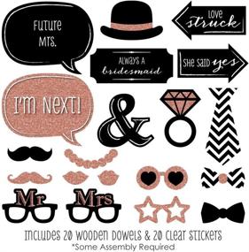 img 3 attached to Rose Gold Bridal Shower Photo Booth Props Kit - Big Dot of Happiness - 20 Count