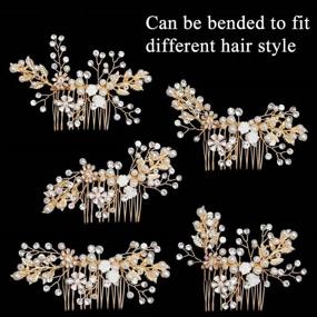 img 1 attached to 💍 Bendable Gold Bridal Hair Comb - Sparkling Pearl Crystal Hair Accessory for Women, Perfect for Weddings