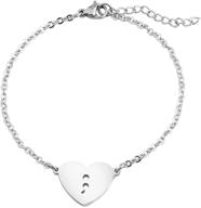 💔 kuiyai silver heart hollow out charm bracelet - survivor semicolon suicide awareness (silver) logo