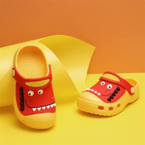 img 3 attached to 🦕 Adorable RJVW Dinosaur Slippers for Toddlers: Comfortable Cartoon Boys' Shoes in Clogs & Mules