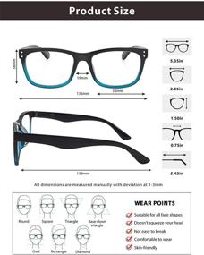 img 3 attached to 👓 Protect Your Eyes with 5 Pack Classic Frame Blue Light Blocking Reading Glasses - Perfect for Men and Women, Eyewear Value Pack (3.25x, 5 Color Assorted)