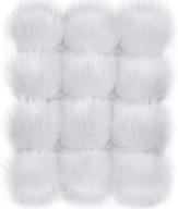 🧶 fashionable 14-piece tatuo faux fur pom pom ball set for diy projects - ideal for hats, shoes, scarves, bags, keychains, and more! (white) logo
