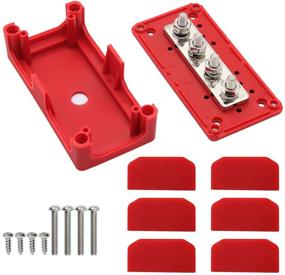 img 2 attached to 🔴 T Tocas 300A Bus Bars: Heavy Duty Power Distribution Block Box with 4X M8 Terminal Studs (Red)