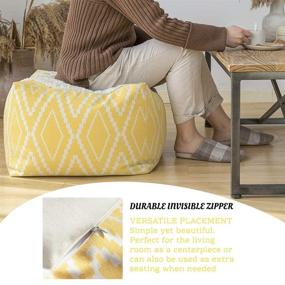 img 2 attached to 🪑 Idee-Home Geometric Pouf Ottoman: Plush Tufted Footstool, Cotton Woven Boho Cover - 17"x17"x11