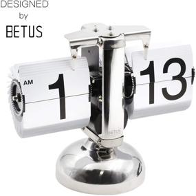 img 3 attached to 🕰️ Betus Flip Desk Clock - Vintage Mechanical Style with Digital Display for Home & Office Décor - Battery Powered - 8 x 6.5 x 3 Inches (White)