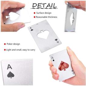 img 3 attached to 🃏 CUGBO 20Pcs Stainless Steel Credit Card Bottle Opener - Ace of Spades Casino Poker Shaped Can Opener for Wallet - Perfect Bar Party Tool