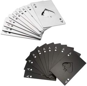 img 4 attached to 🃏 CUGBO 20Pcs Stainless Steel Credit Card Bottle Opener - Ace of Spades Casino Poker Shaped Can Opener for Wallet - Perfect Bar Party Tool