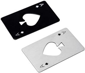 img 1 attached to 🃏 CUGBO 20Pcs Stainless Steel Credit Card Bottle Opener - Ace of Spades Casino Poker Shaped Can Opener for Wallet - Perfect Bar Party Tool