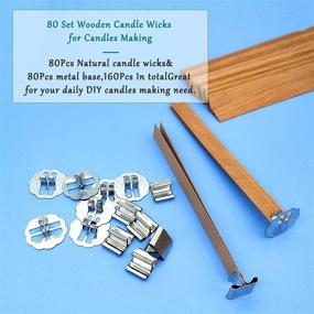 img 2 attached to 🕯️ 80Pcs Handmade Wooden Candle Wicks for DIY Candle Making, Smokeless Natural Candle Cores with Iron Stands - Craft Supplies, 5.1 X 0.5 Inch