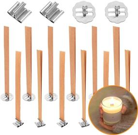 img 4 attached to 🕯️ 80Pcs Handmade Wooden Candle Wicks for DIY Candle Making, Smokeless Natural Candle Cores with Iron Stands - Craft Supplies, 5.1 X 0.5 Inch