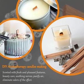 img 1 attached to 🕯️ 80Pcs Handmade Wooden Candle Wicks for DIY Candle Making, Smokeless Natural Candle Cores with Iron Stands - Craft Supplies, 5.1 X 0.5 Inch