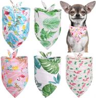 🐶 stylish 5pcs/pack adjustable pet dog puppy bandanas: rainforest & flamingo summer scarf bandage логотип