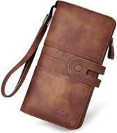 👛 stylish cluci women wallet: spacious leather designer card holder for ladies' travel – brown logo
